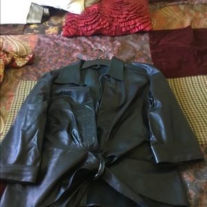 Black leather chemise/short jacket